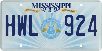 MS license plate HWL924