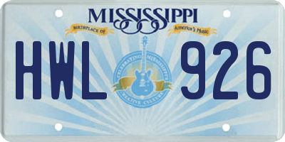 MS license plate HWL926
