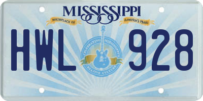 MS license plate HWL928