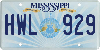MS license plate HWL929