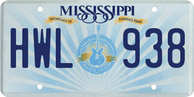 MS license plate HWL938