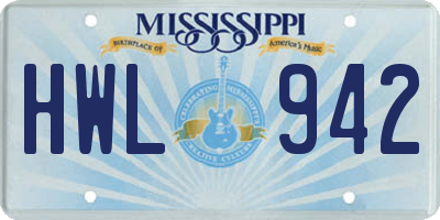 MS license plate HWL942