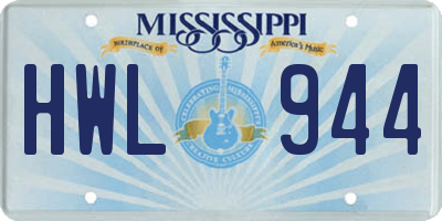 MS license plate HWL944