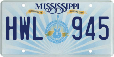 MS license plate HWL945