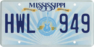 MS license plate HWL949