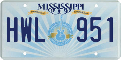 MS license plate HWL951