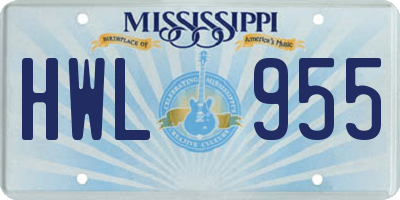 MS license plate HWL955