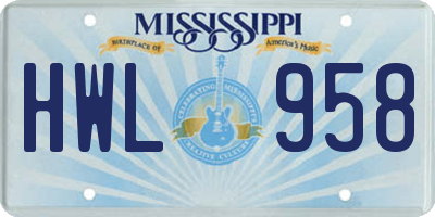 MS license plate HWL958