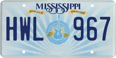 MS license plate HWL967