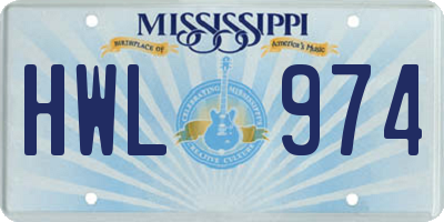 MS license plate HWL974
