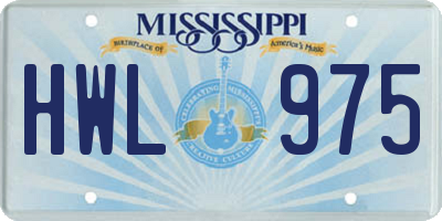 MS license plate HWL975