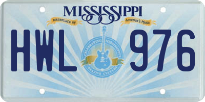 MS license plate HWL976