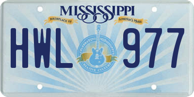 MS license plate HWL977