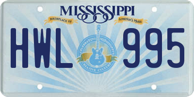 MS license plate HWL995