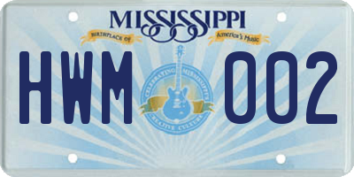 MS license plate HWM002