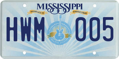 MS license plate HWM005