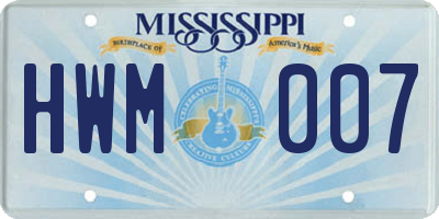 MS license plate HWM007