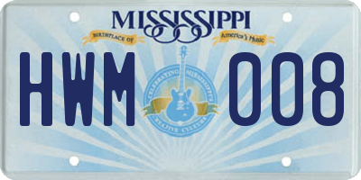 MS license plate HWM008