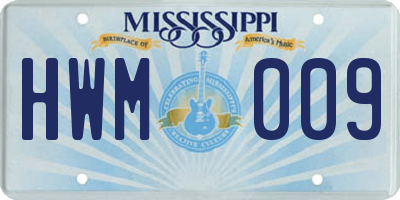 MS license plate HWM009