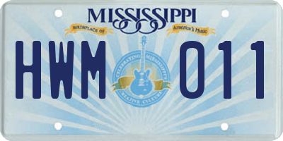 MS license plate HWM011