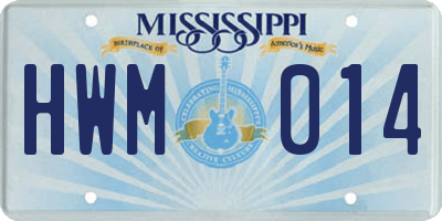 MS license plate HWM014
