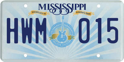 MS license plate HWM015