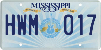 MS license plate HWM017