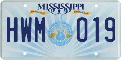 MS license plate HWM019