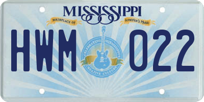 MS license plate HWM022