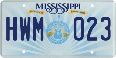MS license plate HWM023