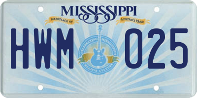 MS license plate HWM025