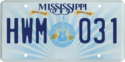 MS license plate HWM031
