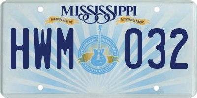 MS license plate HWM032