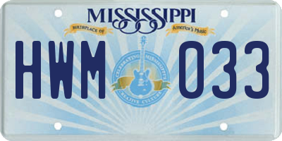MS license plate HWM033