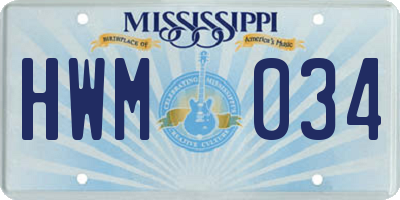 MS license plate HWM034