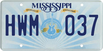 MS license plate HWM037
