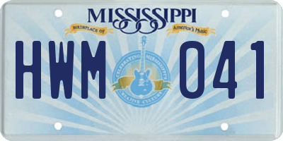 MS license plate HWM041
