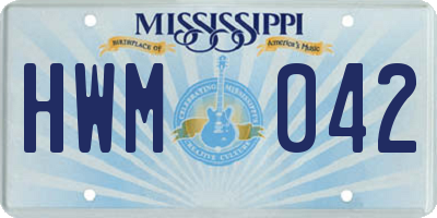 MS license plate HWM042