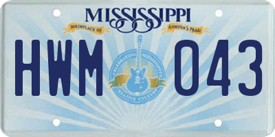 MS license plate HWM043