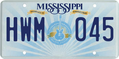 MS license plate HWM045