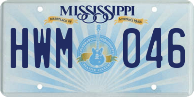 MS license plate HWM046