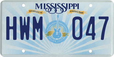 MS license plate HWM047