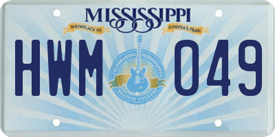 MS license plate HWM049