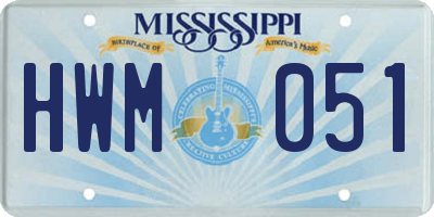 MS license plate HWM051
