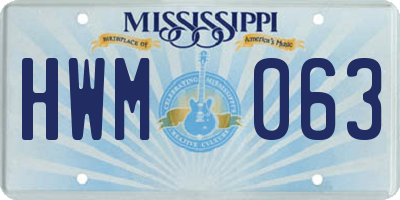 MS license plate HWM063