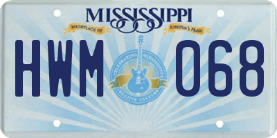 MS license plate HWM068