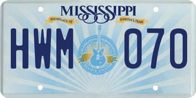 MS license plate HWM070