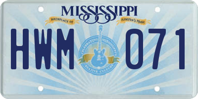 MS license plate HWM071