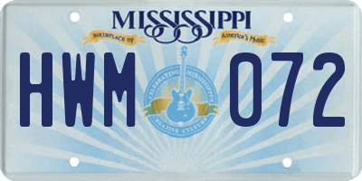 MS license plate HWM072