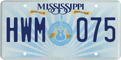 MS license plate HWM075